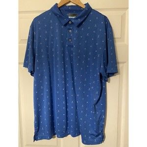 PGA Tour blue golf polo shirt short sleeve size XXL golf ball and clubs pattern